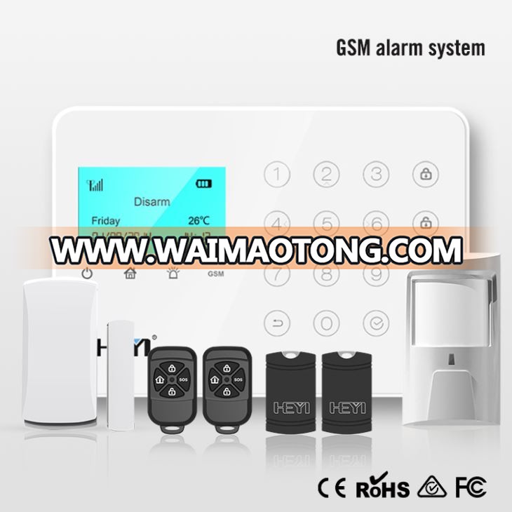 H7 Wireless/wired zone smart home security alarm with LCD keypad panic button mobile call burglar fire Gsm alarm